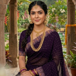 Purple Moonlight Shimmer Saree