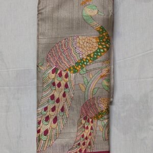 Luxe Peacock Printed Silk Blend Saree