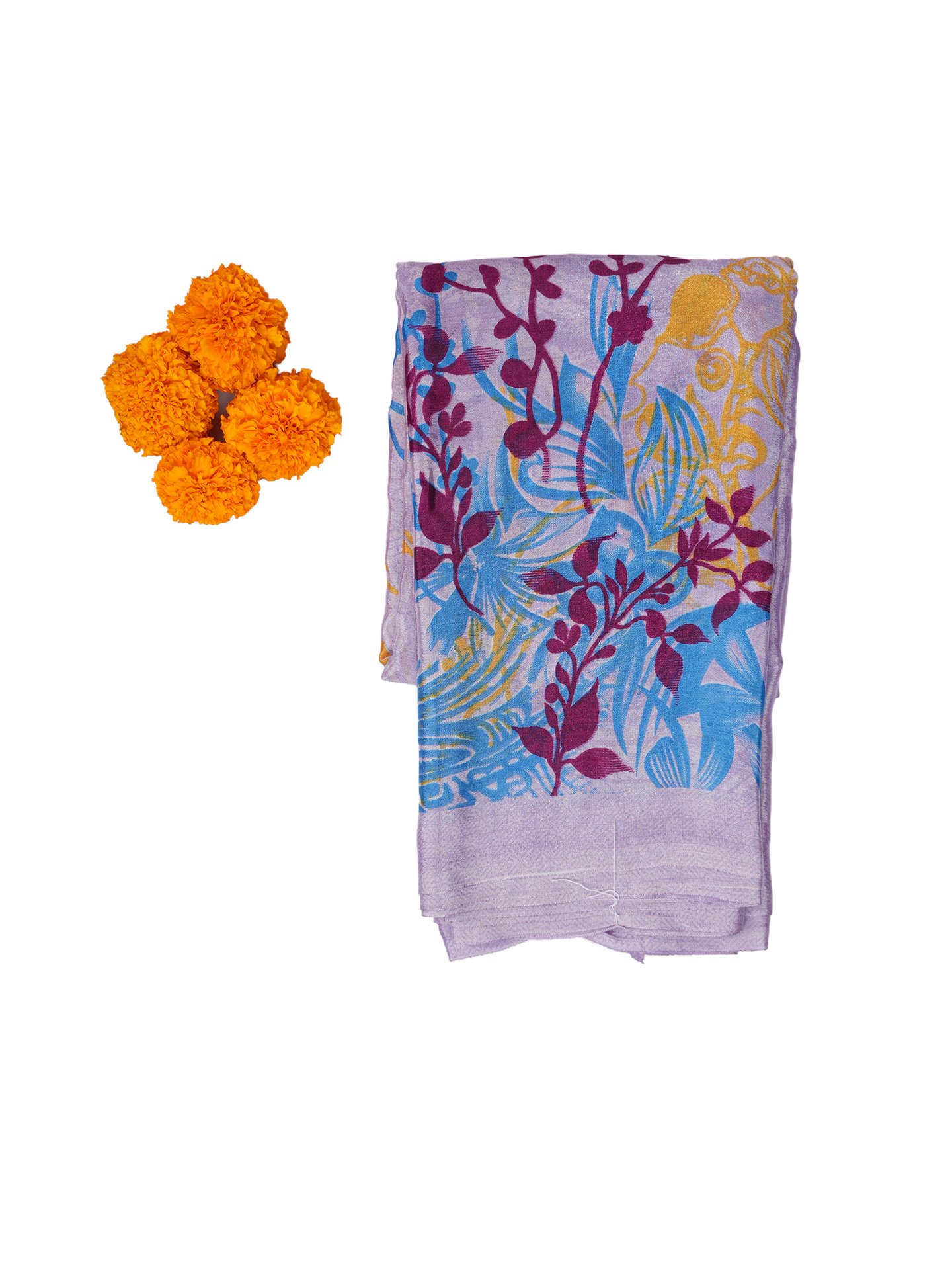 Lavender Blue Chiffon Saree - Image 5