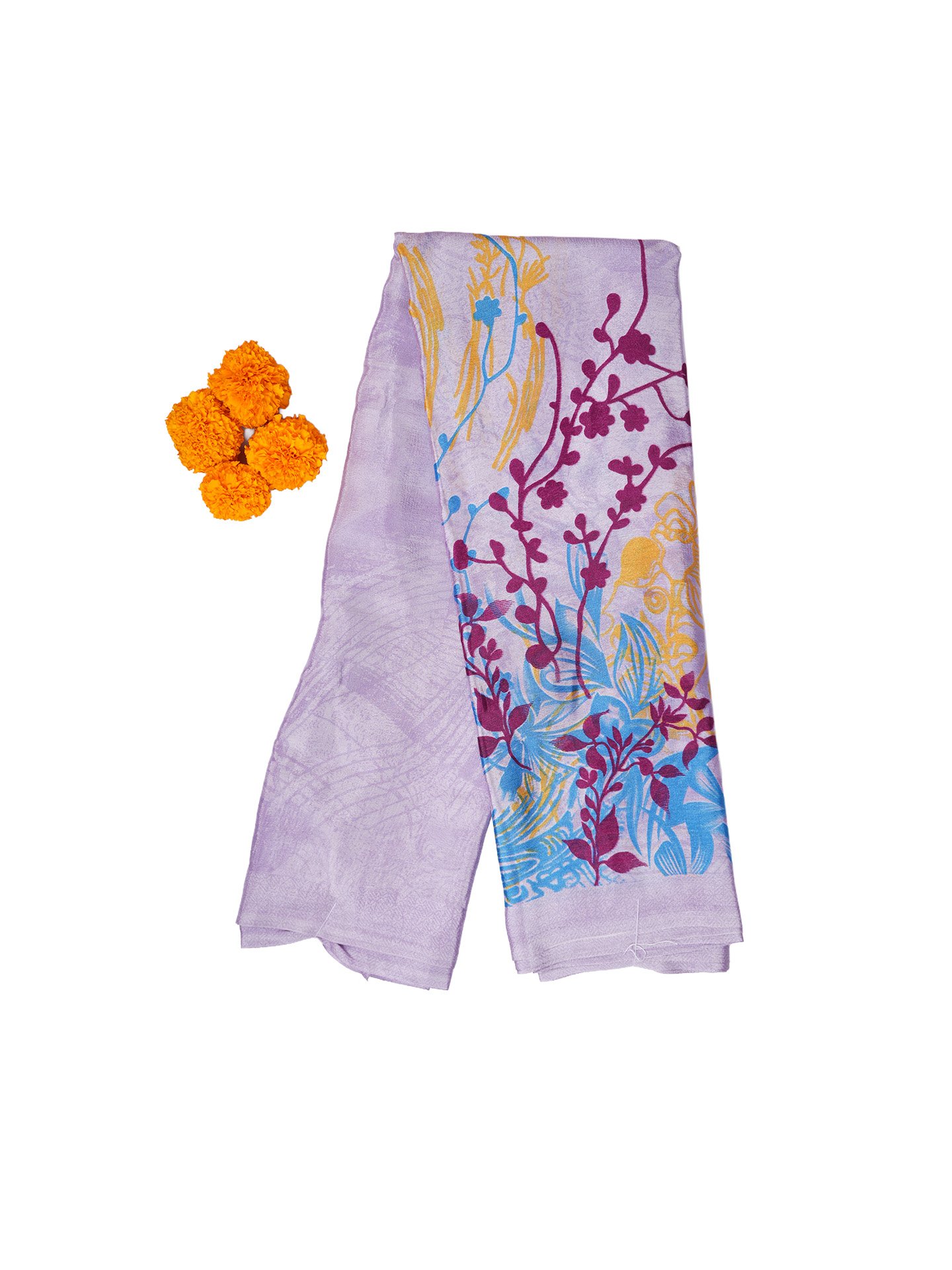 Lavender Blue Chiffon Saree - Image 6