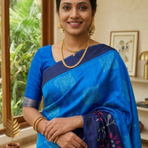 Electric Blue Chiffon Saree