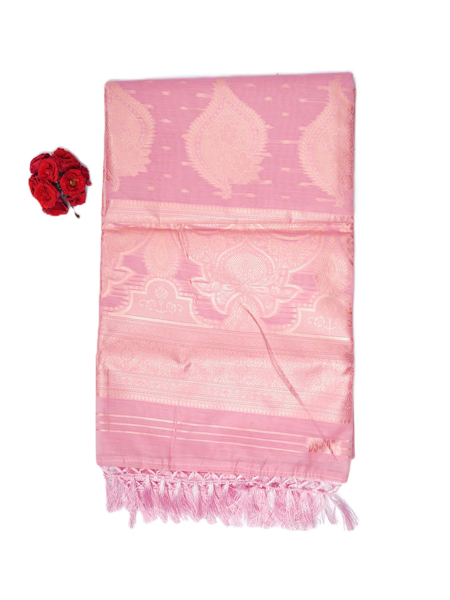 Royal Rose Jacquard Silk Cotton Saree - Image 5