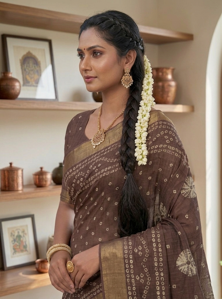 Rustic Brown Handloom Silk Saree