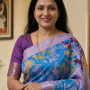 Lavender Blue Chiffon Saree