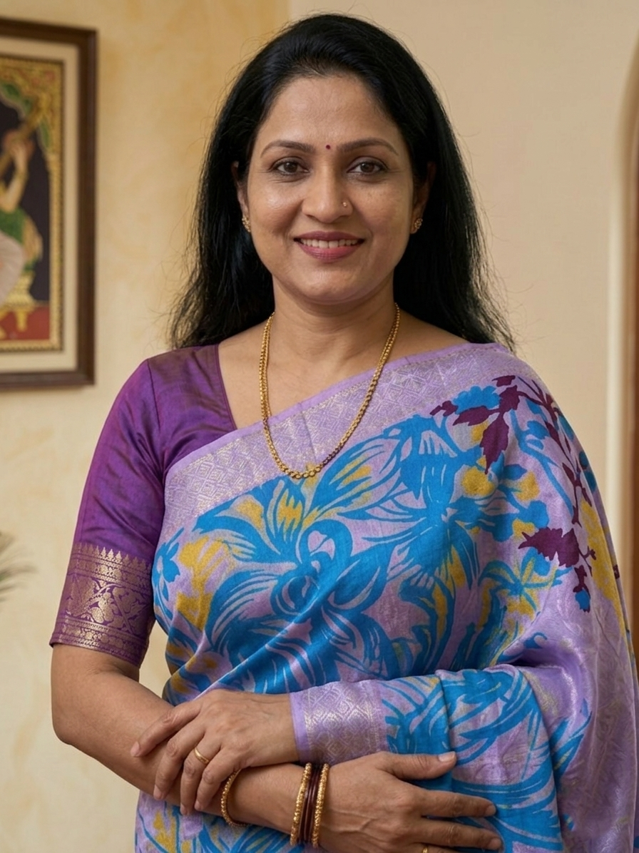 Lavender Blue Chiffon Saree