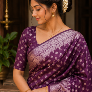 Royal Purple Jacquard Silk Cotton Saree