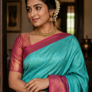 Turquoise Silk Saree